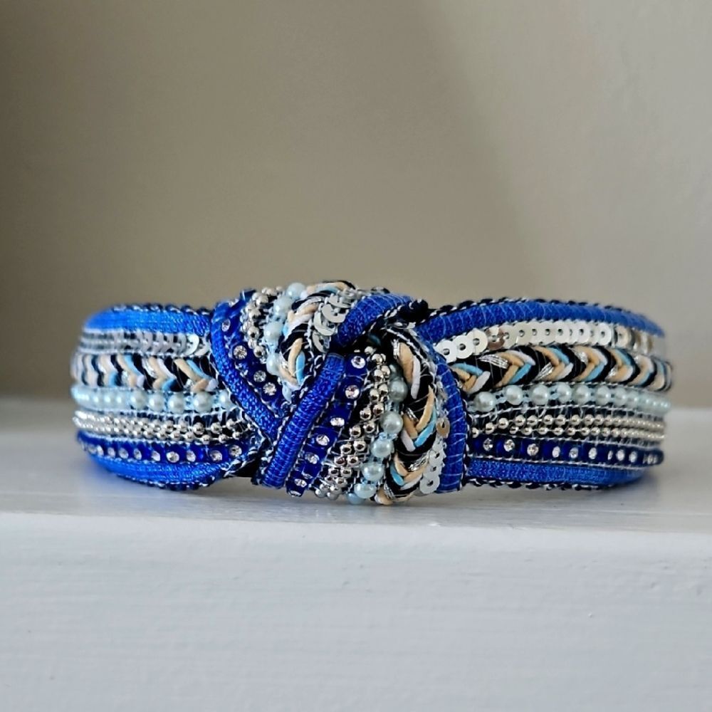 NWO Blue and Silver Braided Headband